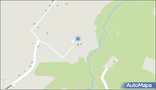 Czchów, Zeliny, 26, mapa Czchów