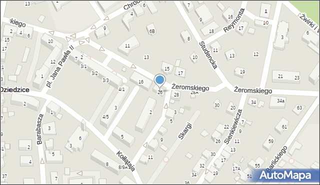 Czechowice-Dziedzice, Żeromskiego Stefana, 26, mapa Czechowic-Dziedzic