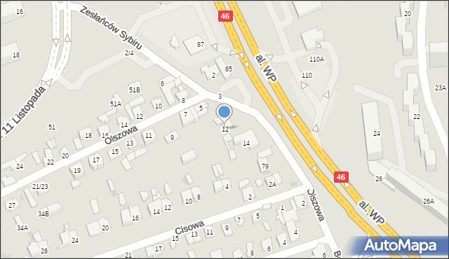 Częstochowa, Zesłańców Sybiru, 12, mapa Częstochowy