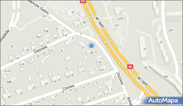 Częstochowa, Zesłańców Sybiru, 14, mapa Częstochowy