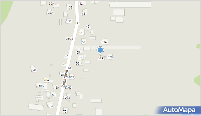 Częstochowa, Zegarowa, 57A, mapa Częstochowy