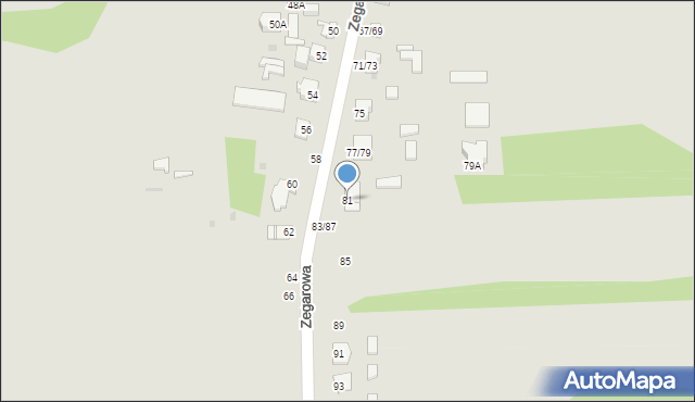 Częstochowa, Zegarowa, 81, mapa Częstochowy