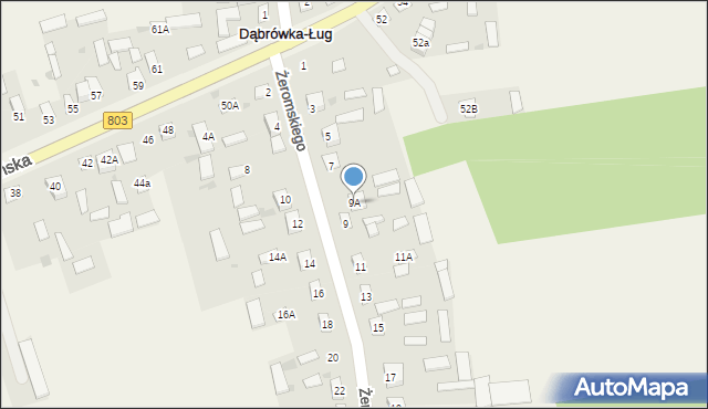 Dąbrówka-Ług, Żeromskiego Stefana, 9A, mapa Dąbrówka-Ług