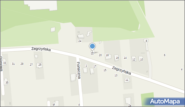 Dębe, Zegrzyńska, 22, mapa Dębe