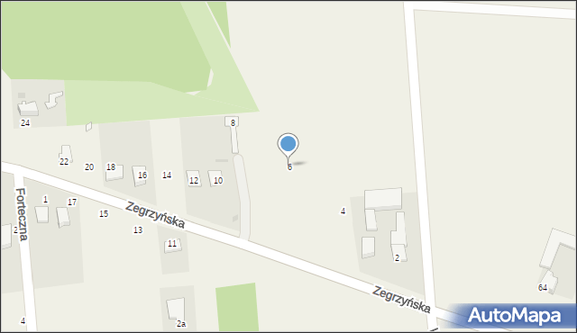 Dębe, Zegrzyńska, 6, mapa Dębe