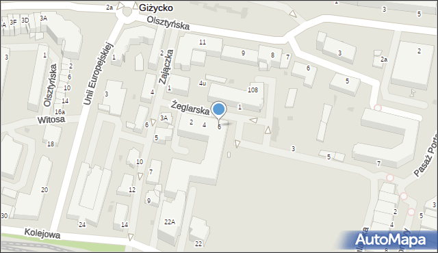 Giżycko, Żeglarska, 6, mapa Giżycko