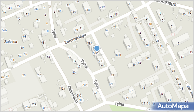 Gliwice, Żeromskiego Stefana, 58D, mapa Gliwic