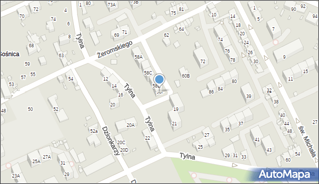 Gliwice, Żeromskiego Stefana, 58F, mapa Gliwic