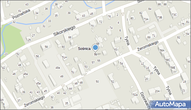 Gliwice, Żeromskiego Stefana, 59, mapa Gliwic