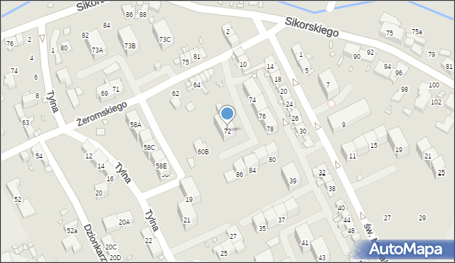 Gliwice, Żeromskiego Stefana, 72, mapa Gliwic