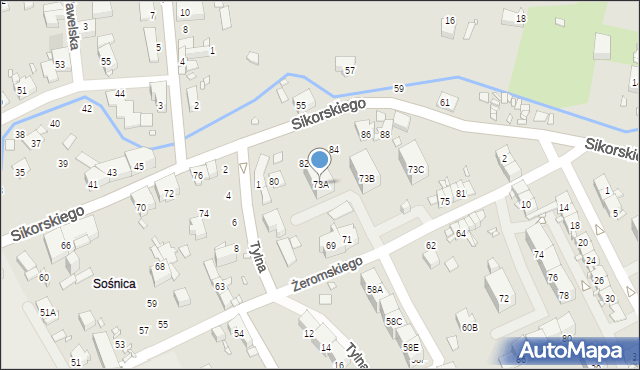 Gliwice, Żeromskiego Stefana, 73A, mapa Gliwic