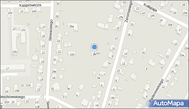 Gniezno, Żeromskiego Stefana, 9A, mapa Gniezna