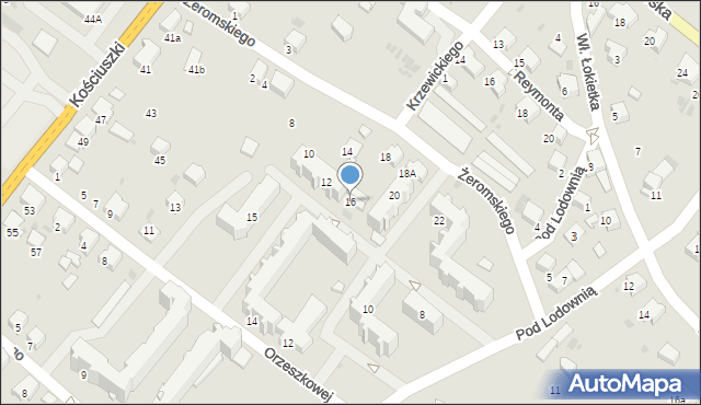 Gorlice, Żeromskiego Stefana, 16, mapa Gorlic