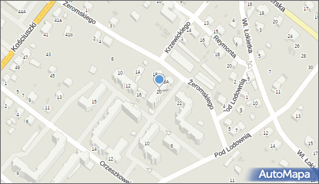 Gorlice, Żeromskiego Stefana, 20, mapa Gorlic