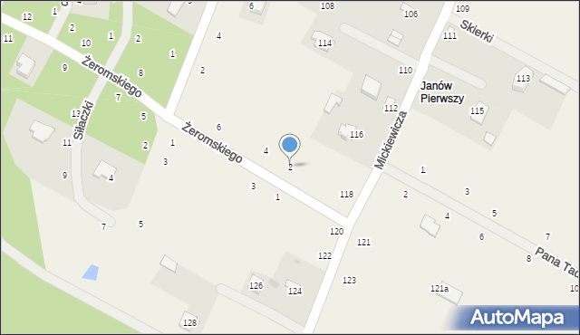 Janów, Żeromskiego Stefana, 2, mapa Janów