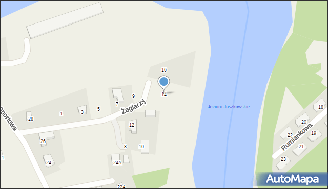 Juszkowo, Żeglarzy, 14, mapa Juszkowo