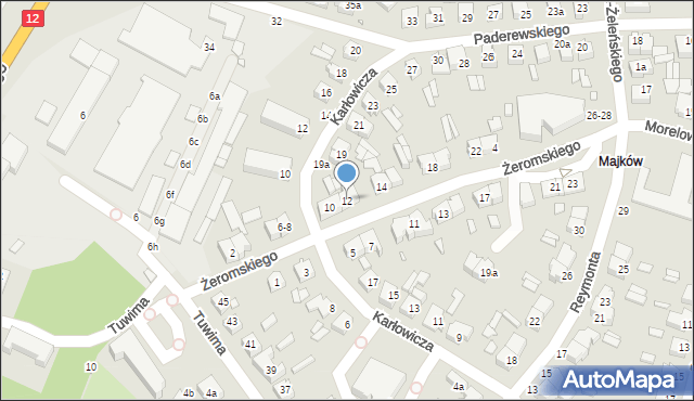 Kalisz, Żeromskiego Stefana, 12, mapa Kalisza