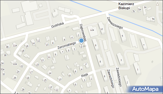 Kazimierz Biskupi, Żeromskiego Stefana, 1, mapa Kazimierz Biskupi