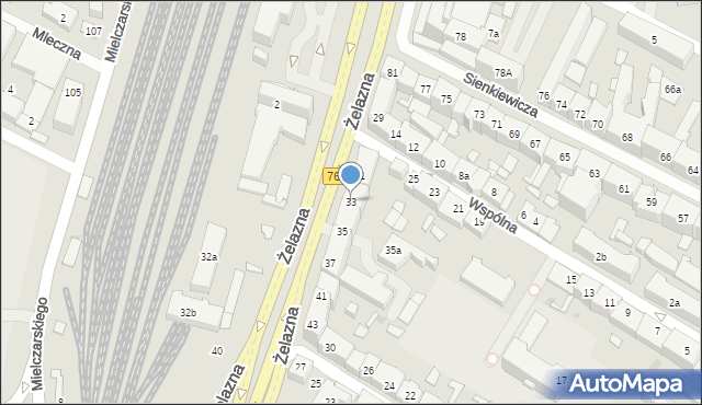 Kielce, Żelazna, 33, mapa Kielc