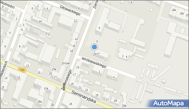 Kielce, Żeromskiego Stefana, 13, mapa Kielc