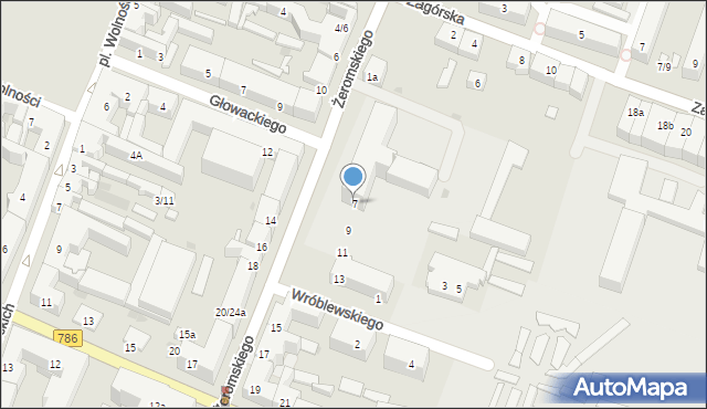 Kielce, Żeromskiego Stefana, 7, mapa Kielc