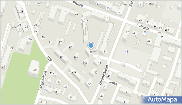 Kielce, Żeromskiego Stefana, 46, mapa Kielc