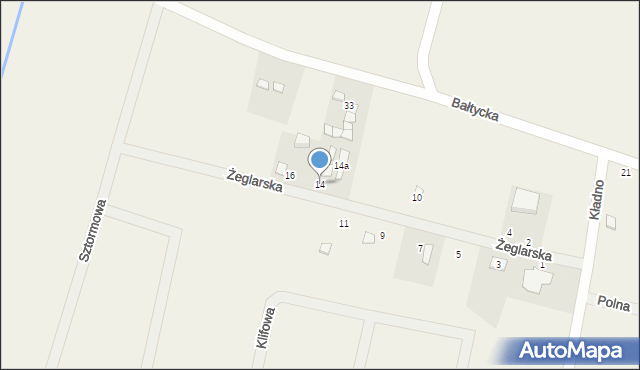 Kładno, Żeglarska, 14, mapa Kładno