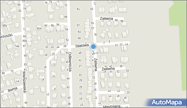 Koluszki, Żeliwna, 47, mapa Koluszki