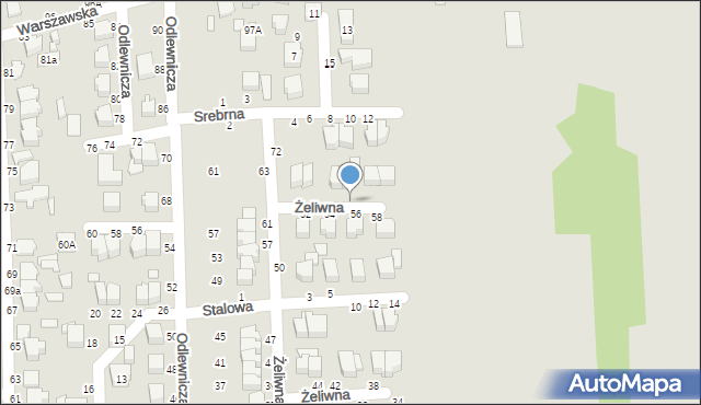 Koluszki, Żeliwna, 64, mapa Koluszki