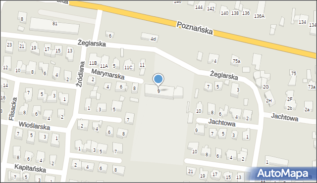 Konin, Żeglarska, 9, mapa Konina