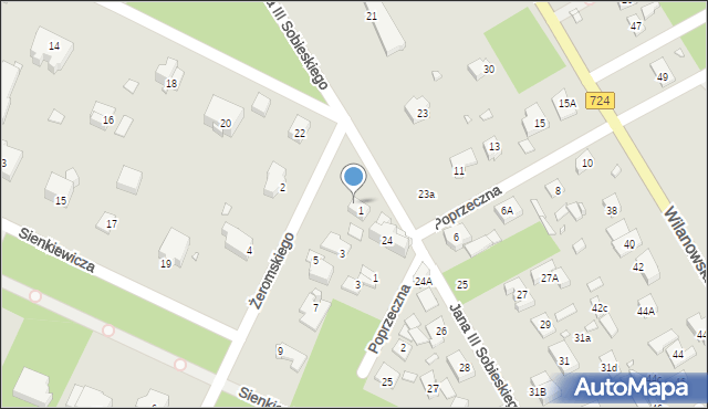 Konstancin-Jeziorna, Żeromskiego Stefana, 1a, mapa Konstancin-Jeziorna