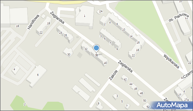 Kostrzyn nad Odrą, Żeglarska, 36, mapa Kostrzyn nad Odrą