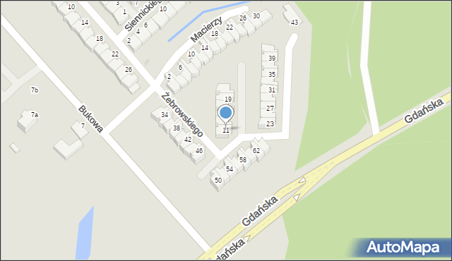 Koszalin, Żebrowskiego Michała, 11, mapa Koszalina