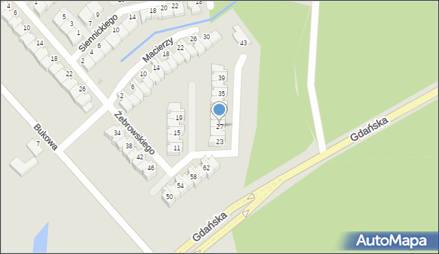 Koszalin, Żebrowskiego Michała, 27, mapa Koszalina