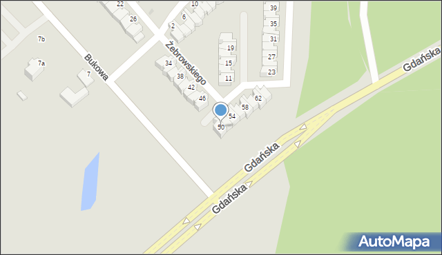 Koszalin, Żebrowskiego Michała, 50, mapa Koszalina