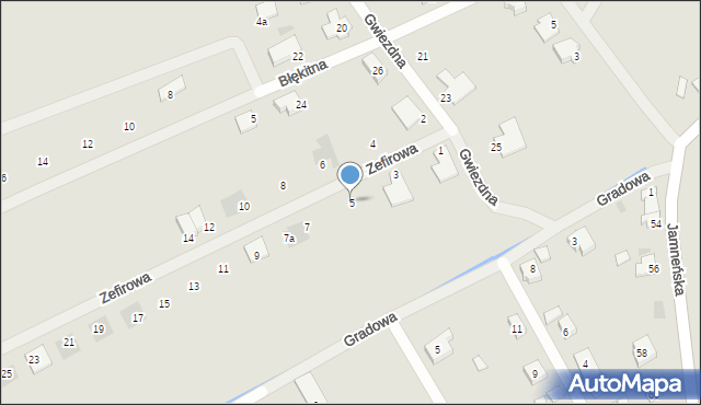 Koszalin, Zefirowa, 5, mapa Koszalina