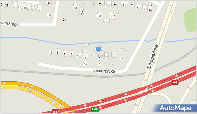 Kraków, Zembrzycka, 3a, mapa Krakowa