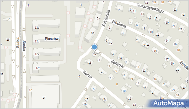 Kraków, Żeńców, 1a, mapa Krakowa