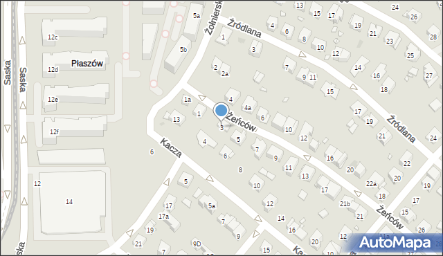 Kraków, Żeńców, 3, mapa Krakowa