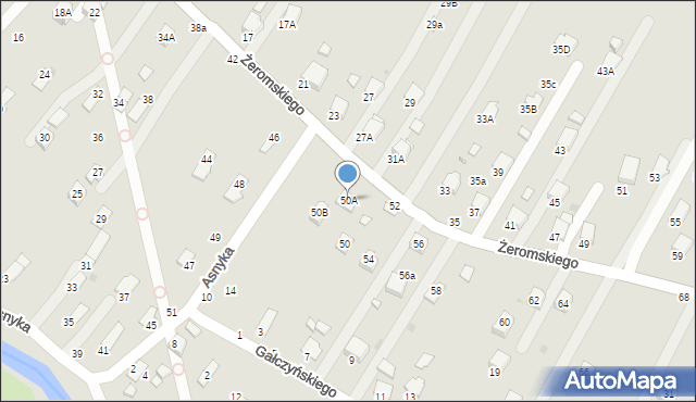 Krosno, Żeromskiego Stefana, 50A, mapa Krosna