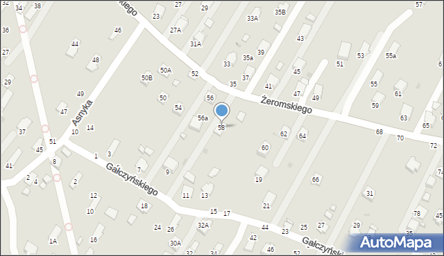 Krosno, Żeromskiego Stefana, 58, mapa Krosna