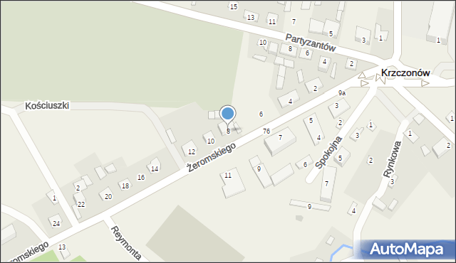Krzczonów, Żeromskiego Stefana, 8, mapa Krzczonów