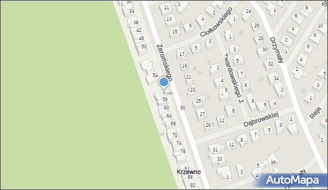Krzewno, Żeromskiego Stefana, 56a, mapa Krzewno