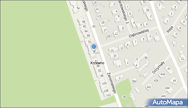 Krzewno, Żeromskiego Stefana, 80, mapa Krzewno