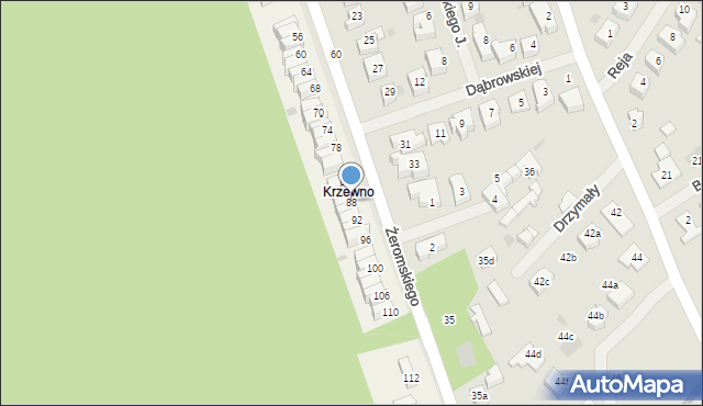 Krzewno, Żeromskiego Stefana, 88, mapa Krzewno
