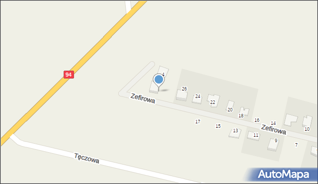 Kunice, Zefirowa, 28, mapa Kunice