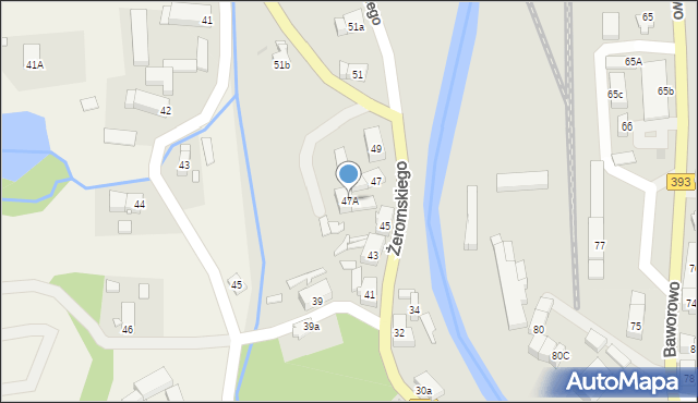 Leśna, Żeromskiego Stefana, 47A, mapa Leśna