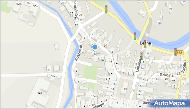 Leśna, Żeromskiego Stefana, 9, mapa Leśna