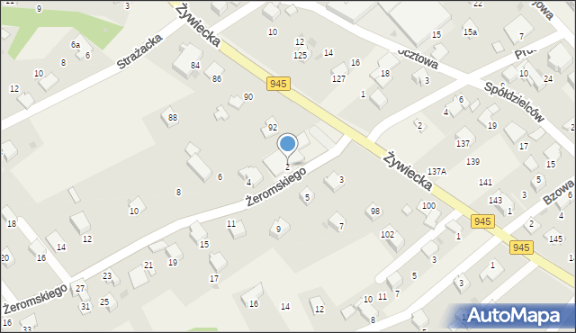 Łodygowice, Żeromskiego Stefana, 2, mapa Łodygowice