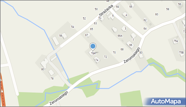 Łodygowice, Żeromskiego Stefana, 74A, mapa Łodygowice